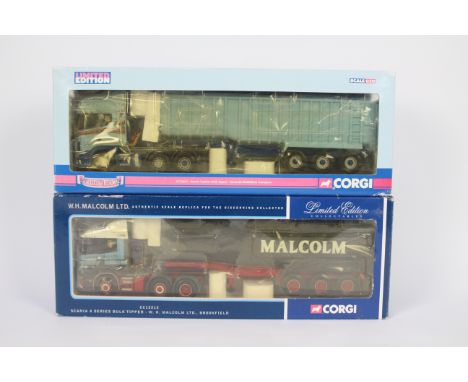 Corgi - 2 x limited edition trucks in 1:50 scale, a Scania Topline Bulk Tipper in Kenneth McWilliam Transport livery number 2