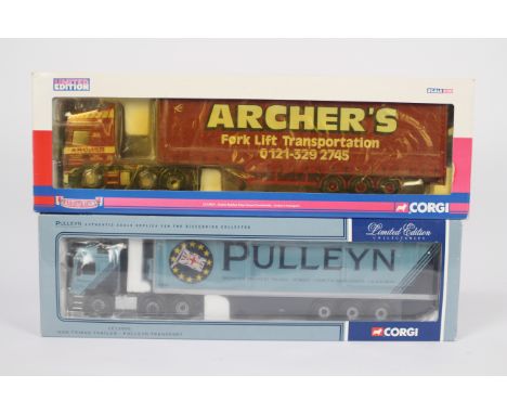 Corgi - Hauliers Of Renown - 2 x limited edition trucks, a Scania Topline step frame curtainside in Archers Transport livery 