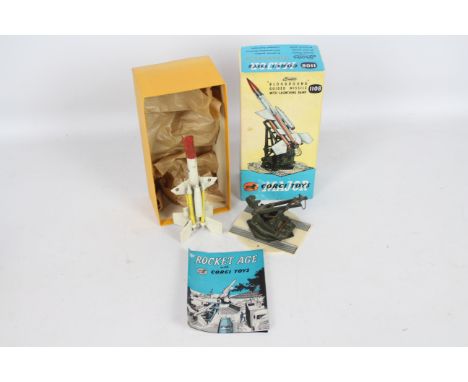 Corgi - A boxed Bristol Bloodhound Guided Missile with Launching Ramp # 1108. The plastic tip of the missile has perished but