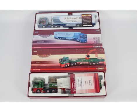 Corgi - Hauliers Of Renown - 2 x boxed limited edition trucks, a MAN TGA Crane trailer &amp; palletised load in Evans Transpo