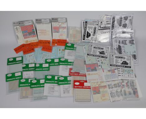 Bison Decals, SKP Models, Hinchcliffe Models, Black Lion Decals - Approximately 55 sets of military model aftermarket decals 