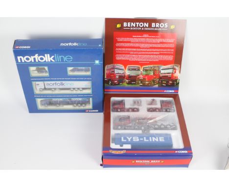 Corgi - Two boxed Corgi diecast model truck sets. Lot includes Corgi 'Hauliers of Renown' Limited Edition CC9173 ' Benton Bro