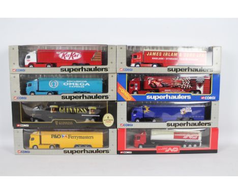 Corgi - A boxed group 8 1:64 scale diecast model trucks from Corgi. Lot includes Corgi 'Superhaulers' #59546 Volvo Curtainsid