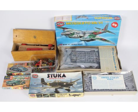 Airfix - Revell - Crescent - Nicoltoys - A collection of plastic and metal soldiers, two boxed model aircraft kits, two boxed