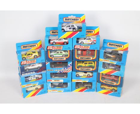 Matchbox - 19 x boxed models from the 1980s including # MB-56 Volkswagen Golf GTI, # MB-31 Rolls Royce Silver Cloud, # MB-27 