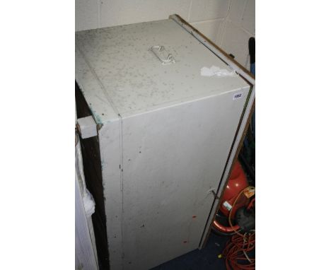 A PAINTED PINE TOOLBOX, approximately 99cm x 51cm x 50cm 