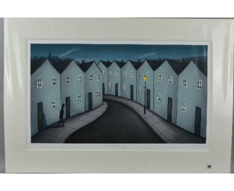 PAUL HORTON (BRITISH CONTEMPORARY) 'THE ONE AND ONLY'  a limited edition print of a man in a top hat walking down a street, 4