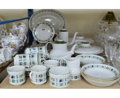 A ROYAL DOULTON 'TAPESTRY' EIGHT PIECE DINNER SERVICE, comprising of coffee pot, teapot, tureens, plates, saucers and seven c