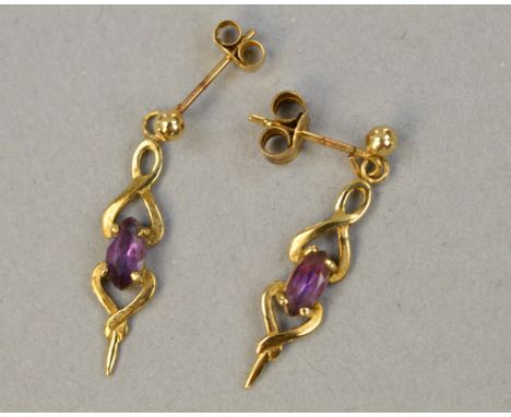A PAIR OF 9CT AMETHYST EARRINGS