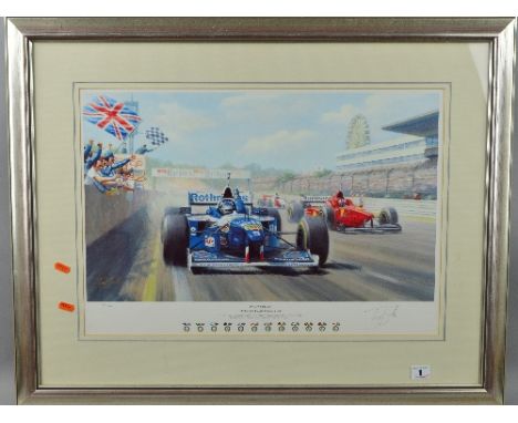 TONY SMITH (BRITISH CONTEMPORARY) 'DAMON'S DREAM', a limited edition print 203/750 depicting Damon Hill Winning the 1996 Form