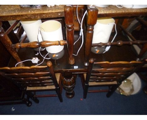 A 20TH CENTURY OAK DRAW LEAF TABLE, on acorn legs united by a stretcher, approximate size extended width 212cm x depth 107cm 