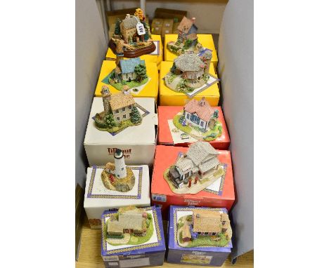 TEN BOXED LILLIPUT LANE AMERICAN LANDMARKS SCULPTURES, (blue backstamp), 'Nature's Bounty' (10th Anniversary cottage) L2263, 