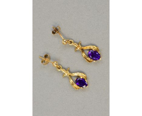 A PAIR OF 9CT AMETHYST EARRINGS