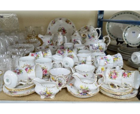 A COMPREHENSIVE HAMMERSLEY 'HOWARD SPRAYS' BONE CHINA TEA SERVICE, to include coffee pots, tea pot, cups, saucers, bowls, cof