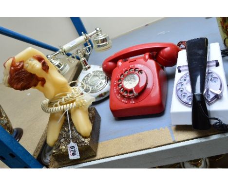 FOUR TELEPHONES, to include a Royal Albert Artistic model, a novelty nude woman, a GPO 706 model and a Steepletone model STP1