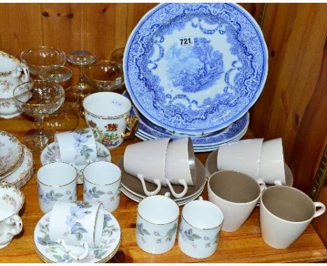 SIX ROYAL WORCESTER 'JUNE GARLAND' COFFEE CANS/SAUCERS, together with six Poole cups and saucers, six babycham glasses, four 