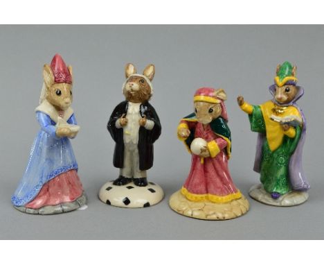 FOUR ROYAL DOULTON BUNNYKINS MILLENNIUM FIGURES, 'Mystic' DB197, 'Sundial' DB213, 'Lawyer' DB214 and 'Fortune Teller' DB218 (