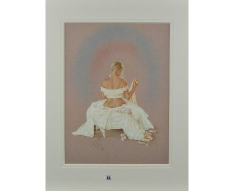 KAY BOYCE (BRITISH CONTEMPORARY) 'COPPELIA' a limited edition print of a young woman, 257/295, signed and numbered in pencil,
