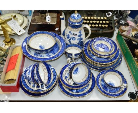 BOOTHS ' REAL OLD WILLOW' TEAWARES, to include coffee pot, bowls, cups, saucers and plates (some damage) (over 30 pieces) tog