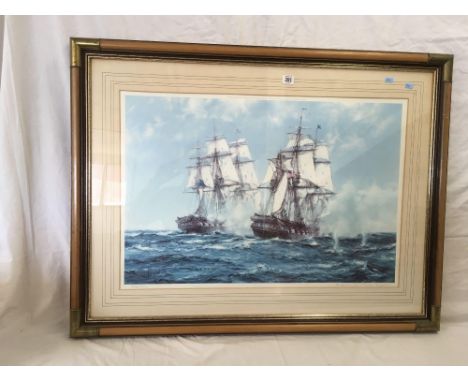 LARGE F/G &amp; MOUNTED MARITIME PRINT BY MONTAGUE DAWSON, 41" x 31"