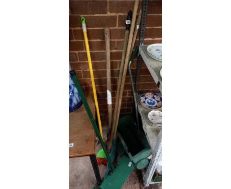 QTY OF GARDEN TOOLS INCL; A SEEDER
