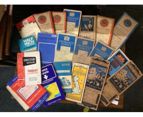 CARTON OF ORDNANCE SURVEY MAPS, MAINLY WEST COUNTRY