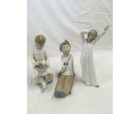 3 NAO FIGURES, CHILD WITH A WRITING SLATE, YOUNG GIRL STRETCHING &amp; SMALL BOY WITH OUT STRETCHED FEET