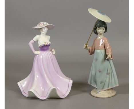 Two decorative figures to include a Coalport Demetria and a Lladro example.