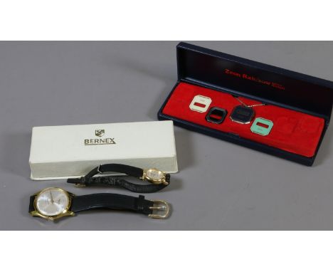 A gentleman's Bernex Barracuda 17 jewel incabloc manual wristwatch in original box along with a ladies Limit quartz watch and