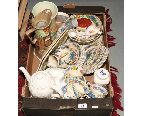 A Masons six part tea service, Masons fruit bowl, Hornsea, Sylvac, Royal Crown Derby, Coalport and similar ceramics.