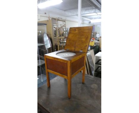 An Edwardian Box Commode with Ceramic Liner, 37cm Wide 