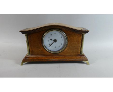 An Edwardian Brass Mounted Mantle Clock with Replacement Battery Movement, 27cm Wide 