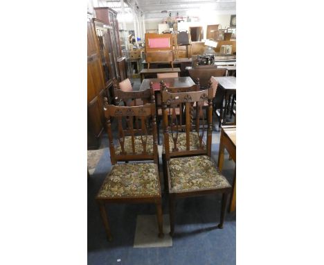 A Set of Four Edwardian Tapestry Seated Dining Chairs for Restoration 