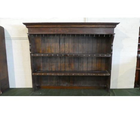 A 19th Century Oak Two Shelf Dresser Top, 132cm Wide 