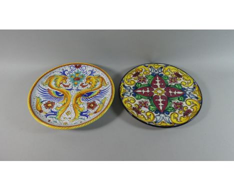 Two Continental Wall Hanging Ceramic Plaques, 31cm Diameter 