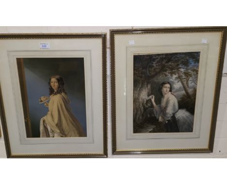 A pair of 19th century Baxter prints "The Love Letter" &amp; "The Bouquet", 35 x 26 cm, framed and glazed 