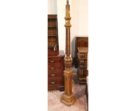 A period style carved oak standard lamp by Titchmarsh &amp; Goodwin 