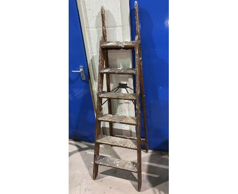 A Simplex stained pine 6 tread stepladder (sold as a display item only) 