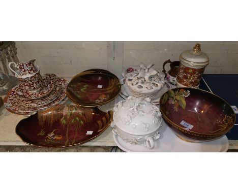 Three pieces of Carltonware Rouge Royale china; Royal Albert; etc. 