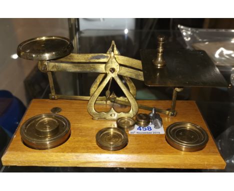 A brass postage scale; copper planters; etc. 