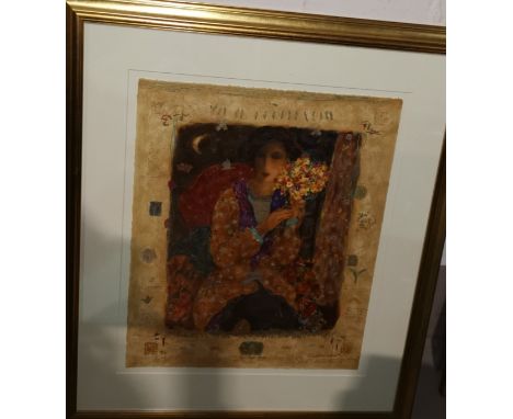Roy Fairchild-Woodard (b 1953): "So Far Away", artist's proof mixed media serigraph, 20/465, 21.5" x 17.5"/ 55 x 44 cm, frame