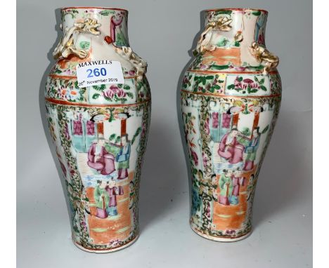 A 19th century Chinese pair of 'famille verte' vases of inverted baluster form, height 9.25" (1 a.f.); a Chinese cloisonné ci