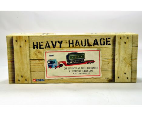 Corgi 1/50 diecast truck issue comprising No. CC13213 DAF XF Space Cab, Low Loader and Tender Load in livery of Allelys Heavy
