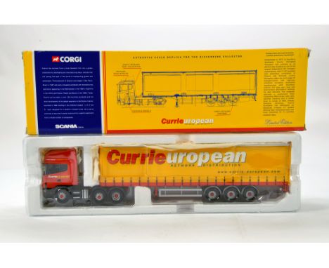 Corgi 1/50 diecast truck issue comprising No. CC12903 Scania Topline Curtainside in livery of Currie European. E to NM in Box