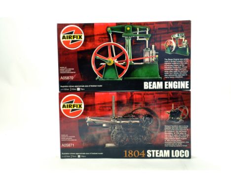 Airfix duo of plastic kits comprising Beam Engine and Steam Loco. Complete. (2)
