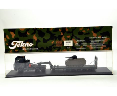 Tekno 1/50 Special Truck Issue comprising Dutch Army DAF95 Tropco Long Chassis with 4 Axle Equipment Trailer and Ramps, carry