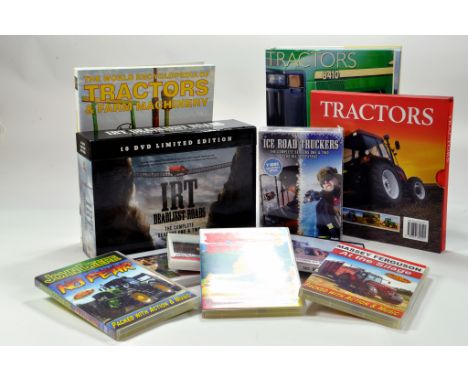 Various Tractor reference books including Ice Road Truckers DVD Set and other items. 