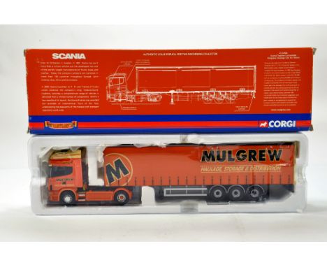 Corgi 1/50 diecast truck issue comprising No. CC12926 Scania Topline Curtainside in livery of Mulgrew Haulage. E to NM in Box