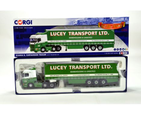 Corgi 1/50 diecast truck issue comprising No. CC13777 Scania R Curtainside Trailer in livery of Lucey Transport. E to NM in B