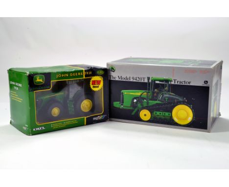Britains 1/32 Farm issue comprising John Deere 7920 Tractor plus Ertl Precision John Deere 9420T. Generally E. (2)